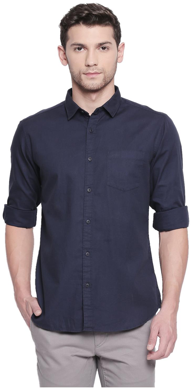 

Byford By Pantaloons Men Blue Solid Slim Fit Casual Shirt