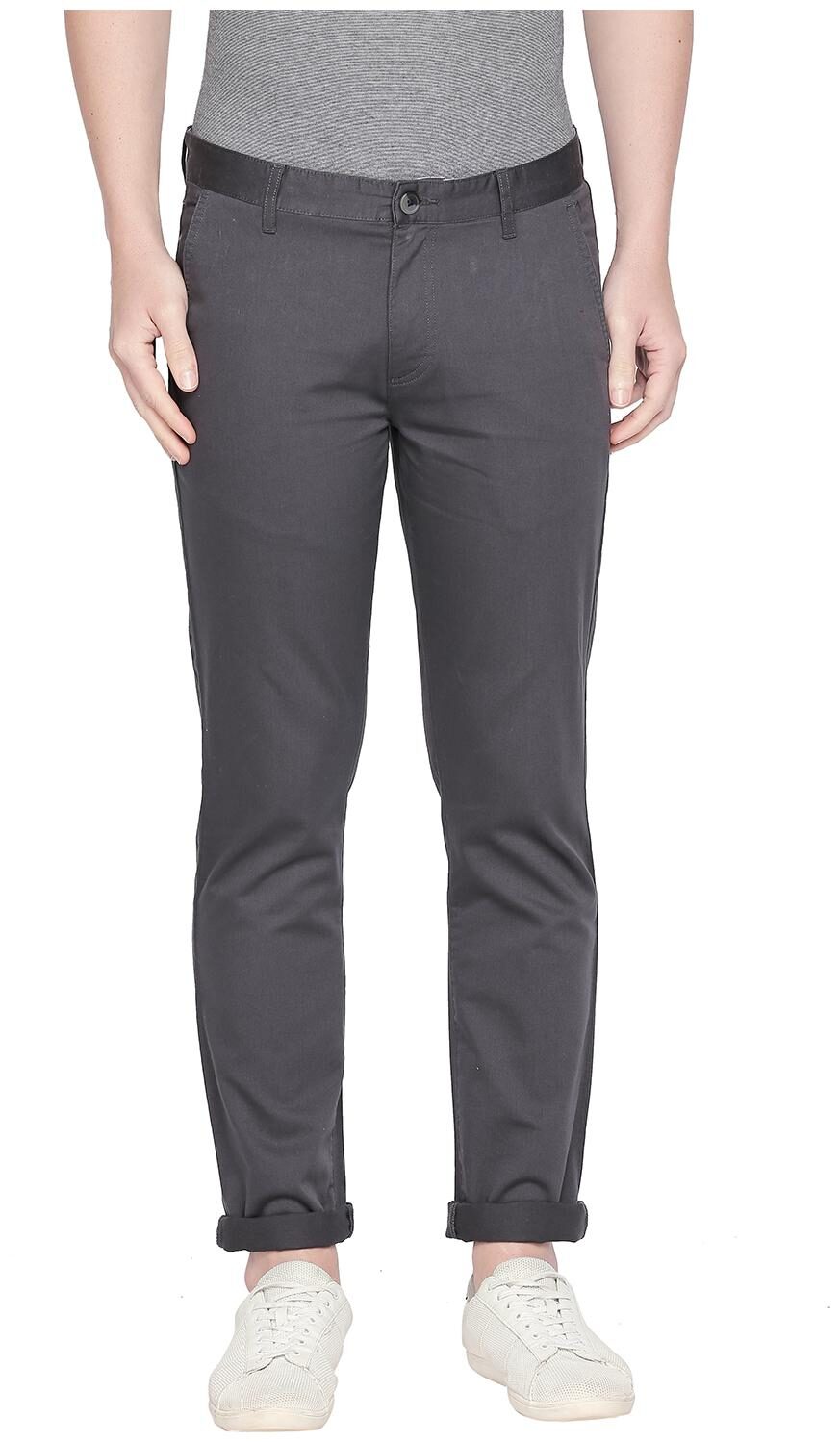 

Byford By Pantaloons Men Grey Solid Slim fit Regular trousers