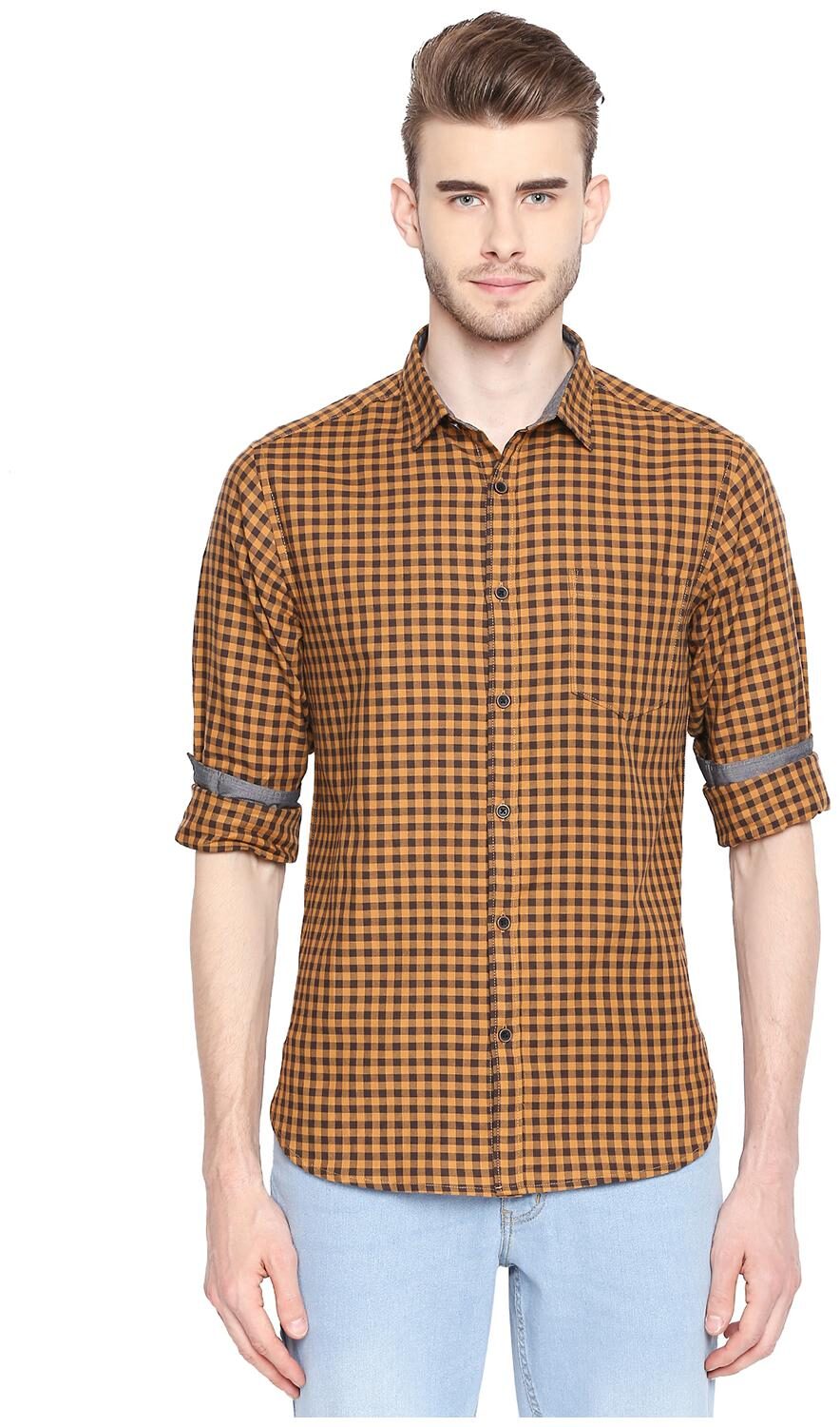 

Byford by Pantaloons Men Brown Checked Slim Fit Casual Shirt
