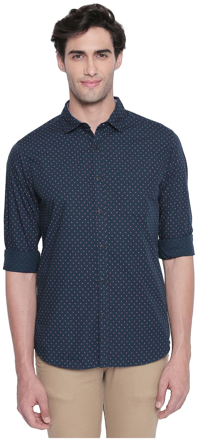 

Byford By Pantaloons Men Blue Polka Dots Slim Fit Casual Shirt