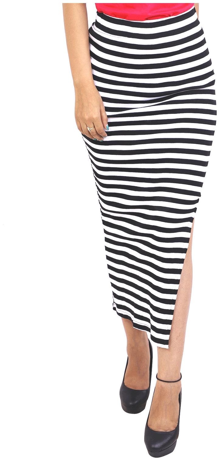 

C Cozami Striped Pencil skirt Maxi Skirt - Black White