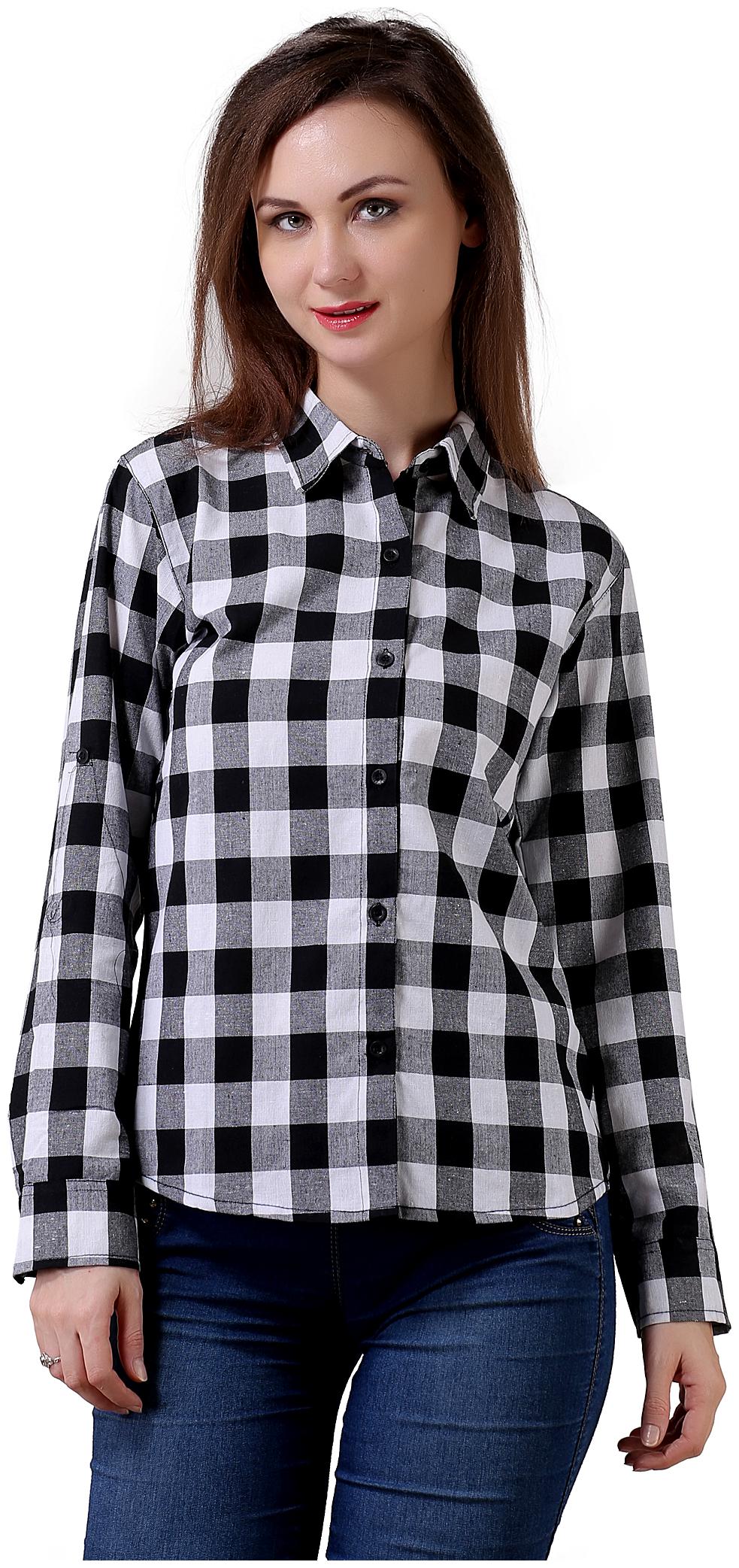 

C Cozami Women Black Checked Regular Fit Shirt