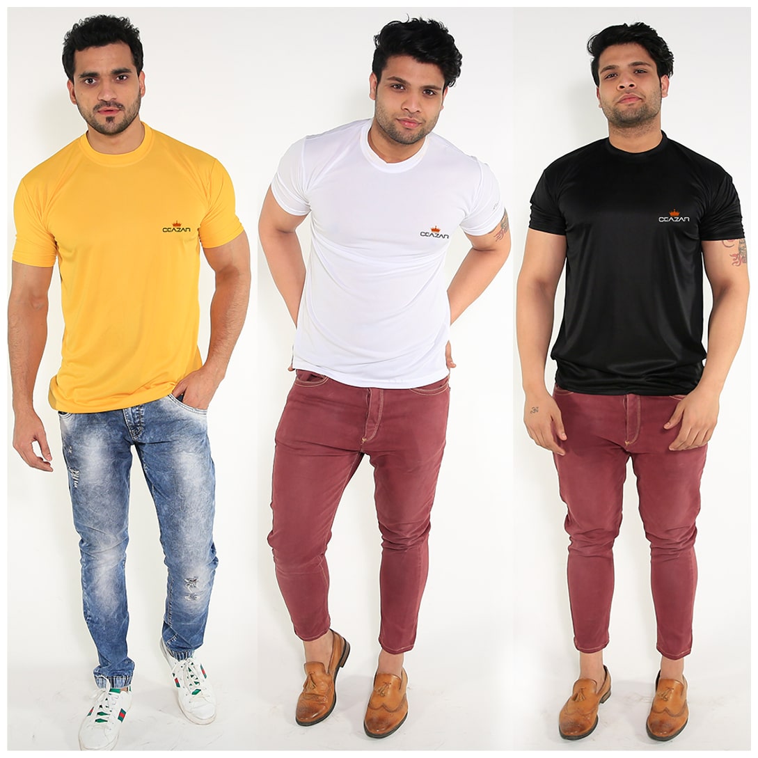 

Caesar Men Multi Slim fit Polyester Round neck T-Shirt - Pack Of 3