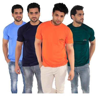 

Caesar Men Multi Slim fit Polyester Round neck T-Shirt - Pack Of 4