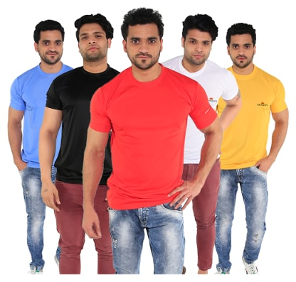 

Caesar Men Multi Slim fit Polyester Round neck T-Shirt - Pack Of 5