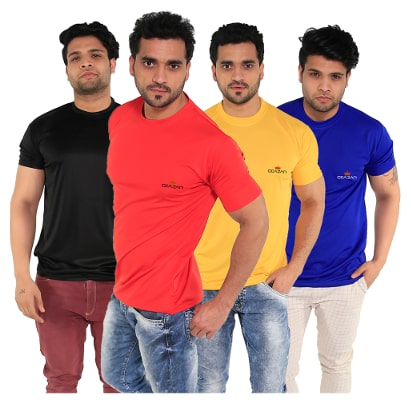 

Caesar Men Multi Slim fit Polyester Round neck T-Shirt - Pack Of 4