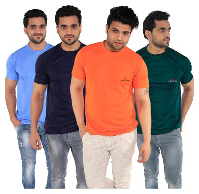 

Caesar Men Multi Slim fit Polyester Round neck T-Shirt - Pack Of 4