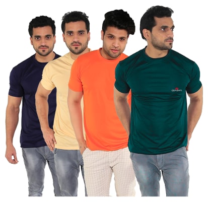 

Caesar Men Multi Slim fit Polyester Round neck T-Shirt - Pack Of 4