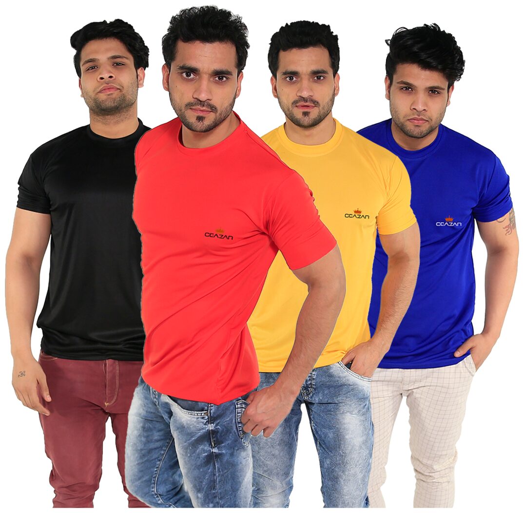 

Caesar Men Multi Slim fit Polyester Round neck T-Shirt - Pack Of 4