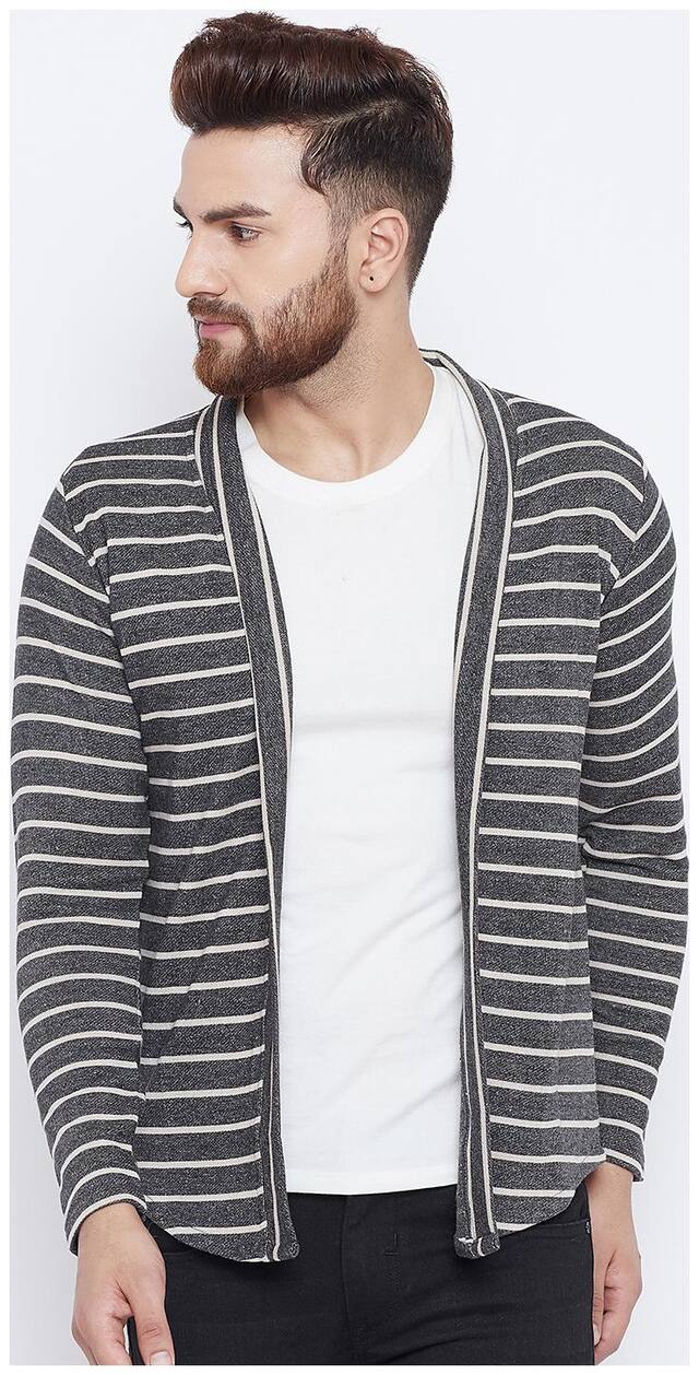 Camey Men Grey Striped Bomber jacket