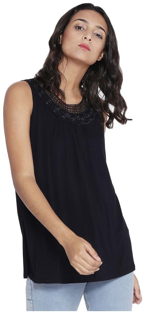 

Camey Women Black Regular fit Round neck Cotton Tank top