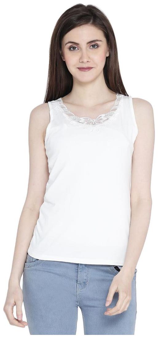 

Camey Women White Regular fit Round neck Cotton Tank top