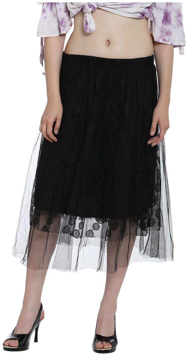 

Camey Solid A-line skirt Maxi Skirt - Black