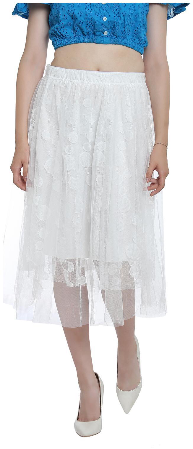 

Camey Solid A-line skirt Maxi Skirt - White