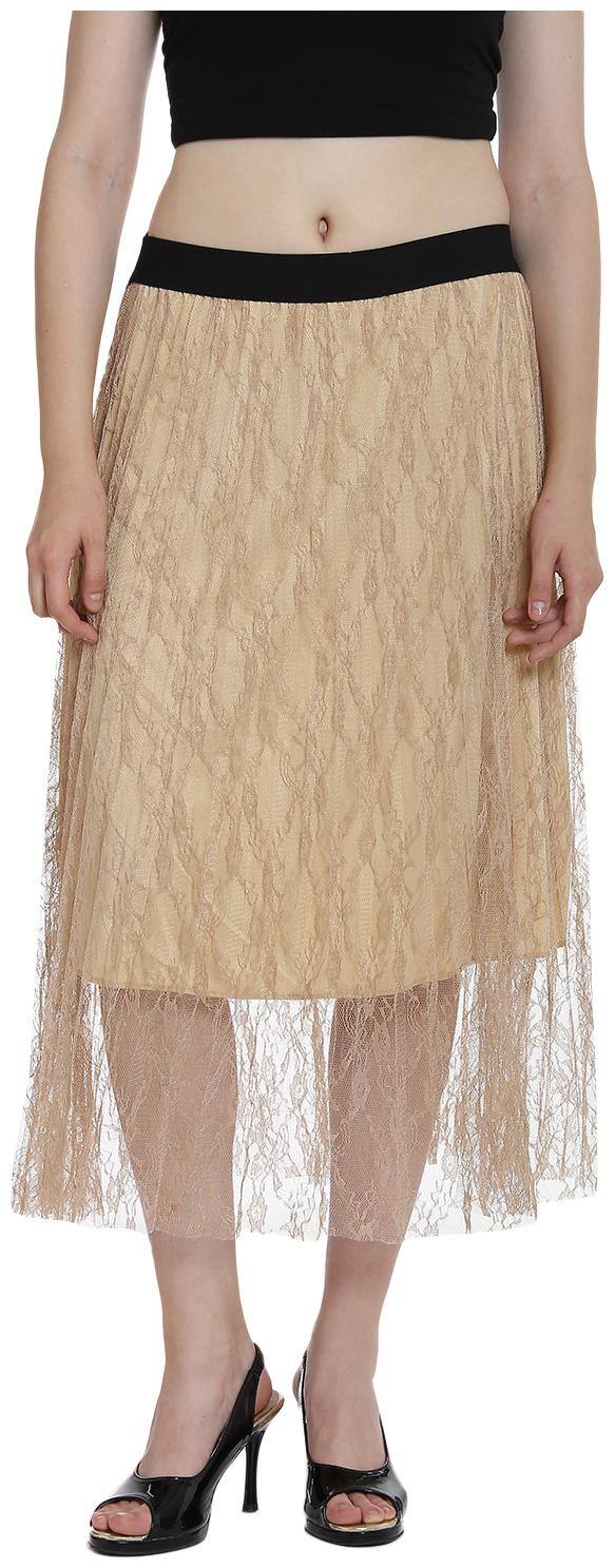 Camey Women's High Low Mesh Net Lace Overlay Maxi Skirt