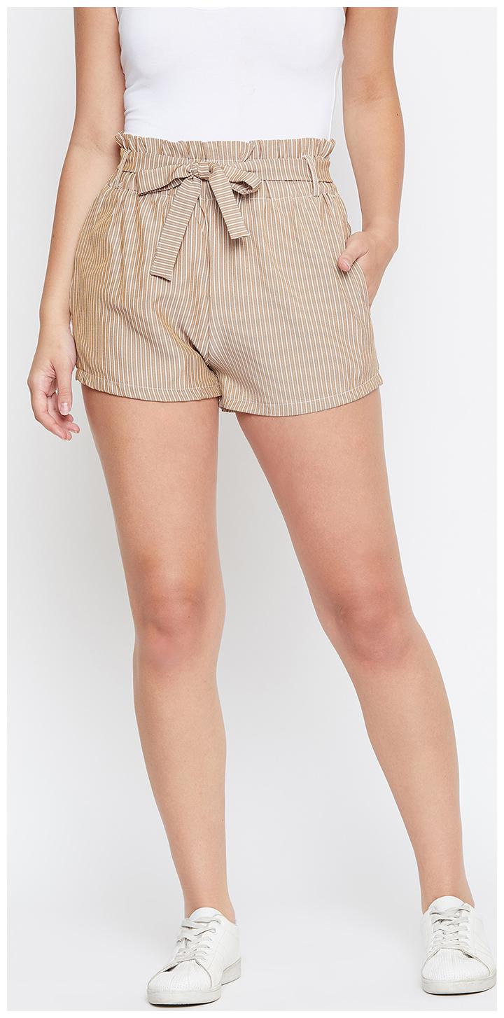

Camey Women Striped Regular shorts - Beige