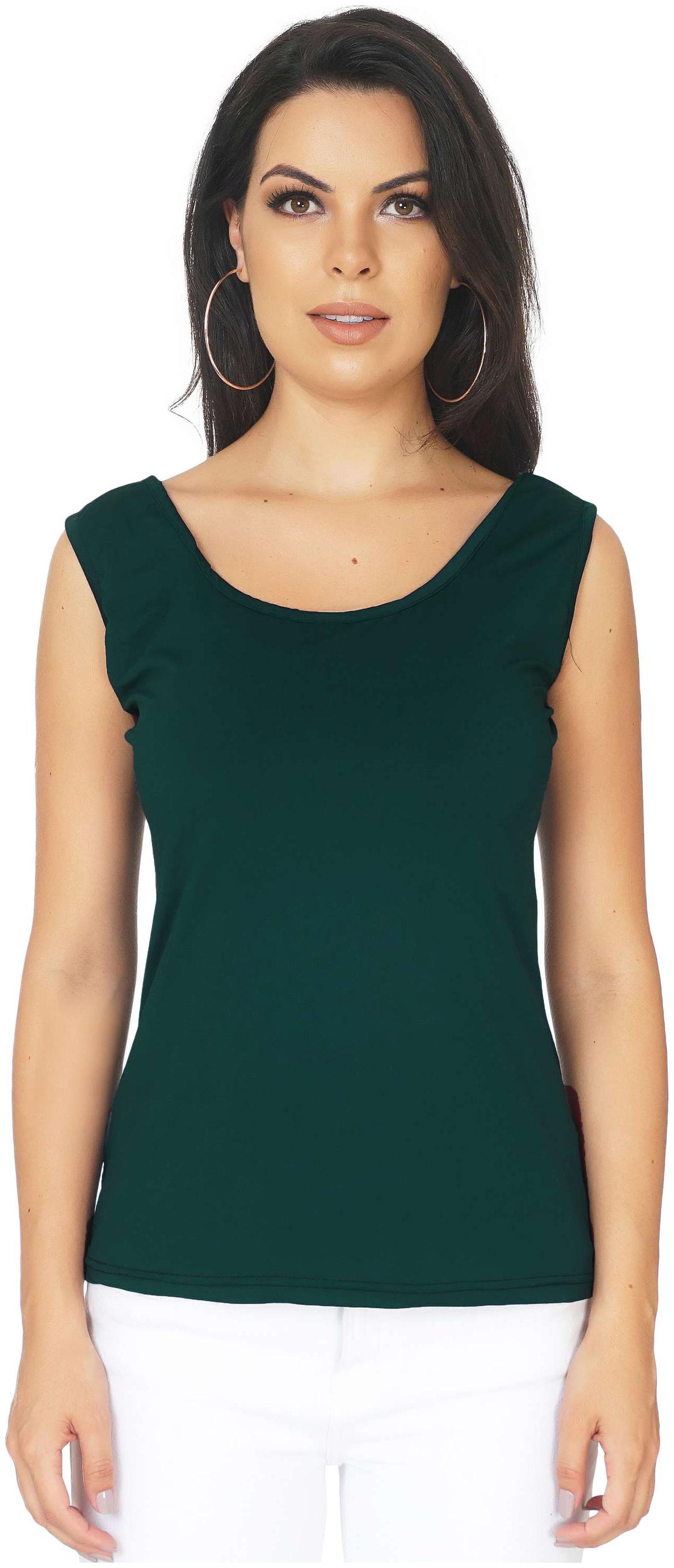 

CAMILLA MAX Women Green Regular fit U neck Cotton Tank top