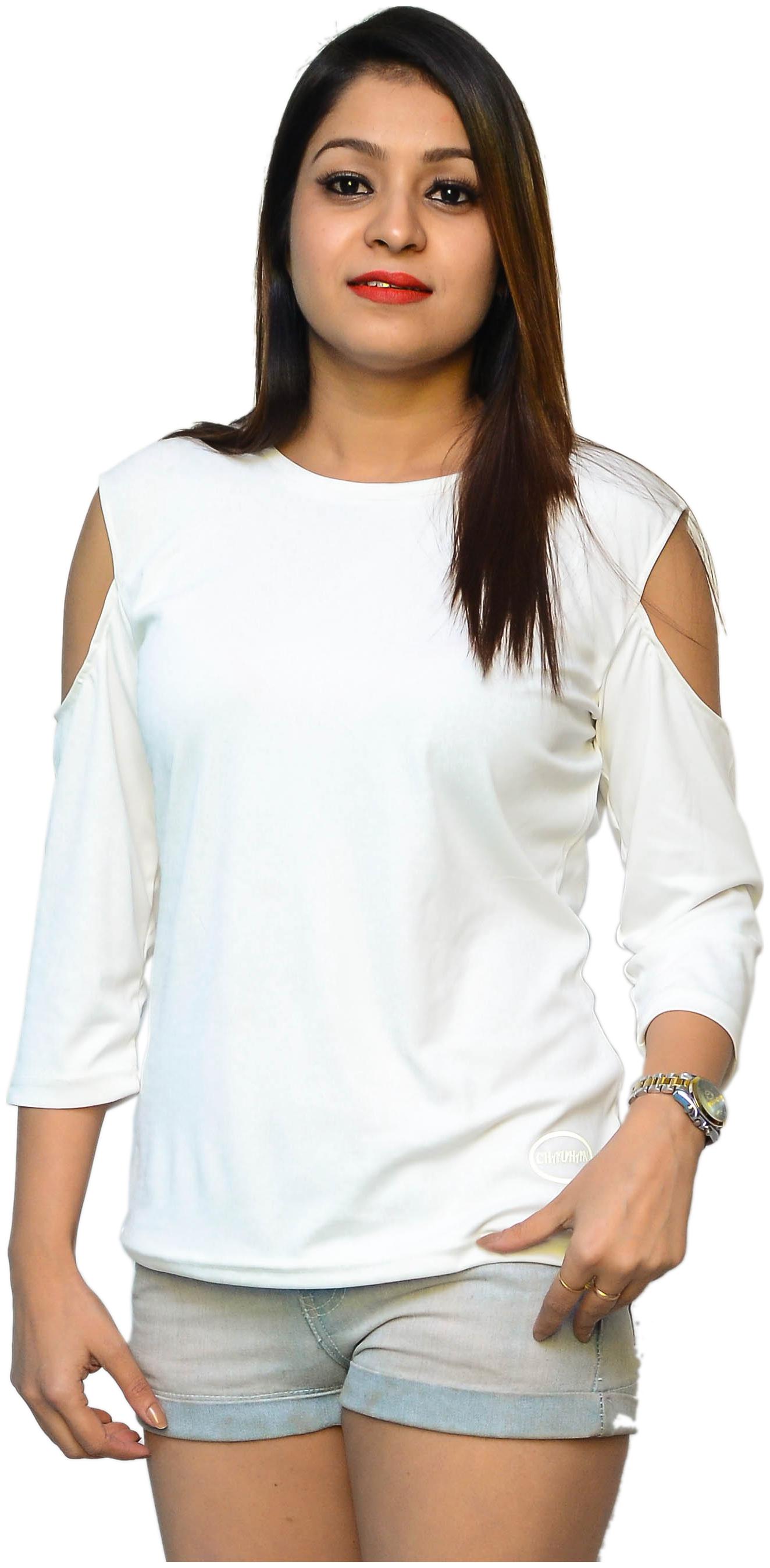 

CAMILLA MAX Women White Regular fit U neck Polyester Tank top