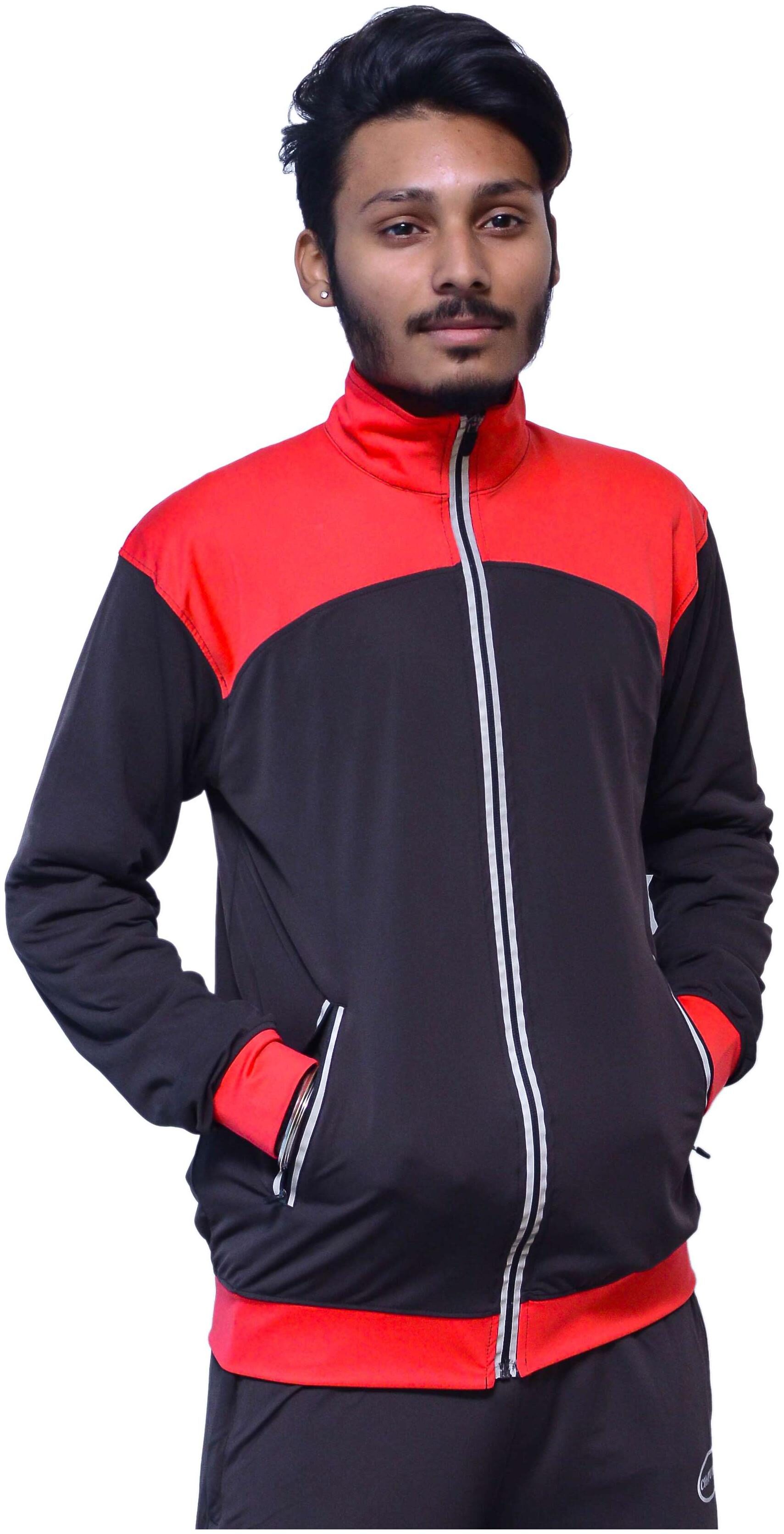 

CAMILLA MAX Men Grey Red Solid Regular Fit Track Suit