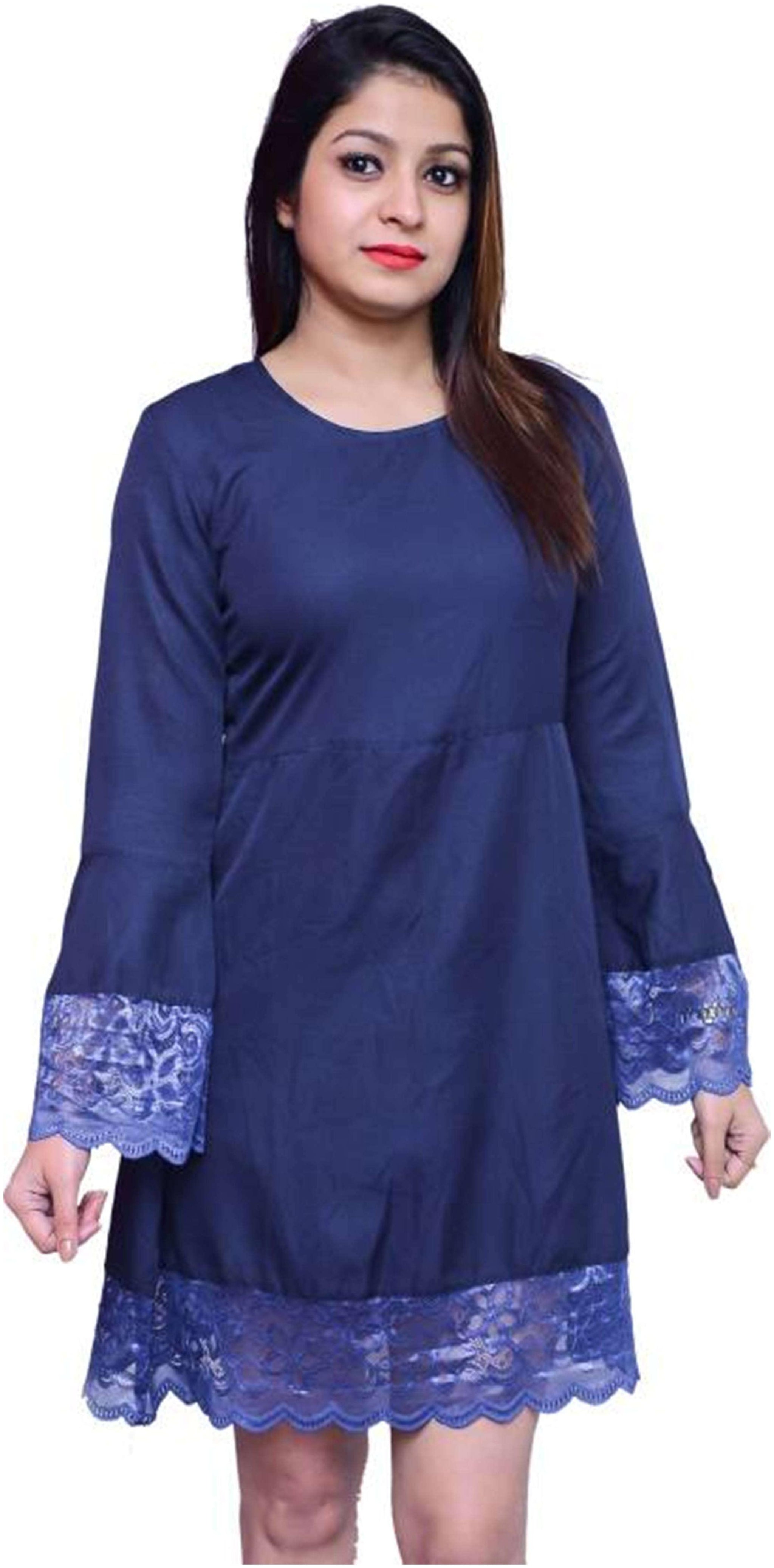 

CAMILLA MAX Blue Solid Wrap dress