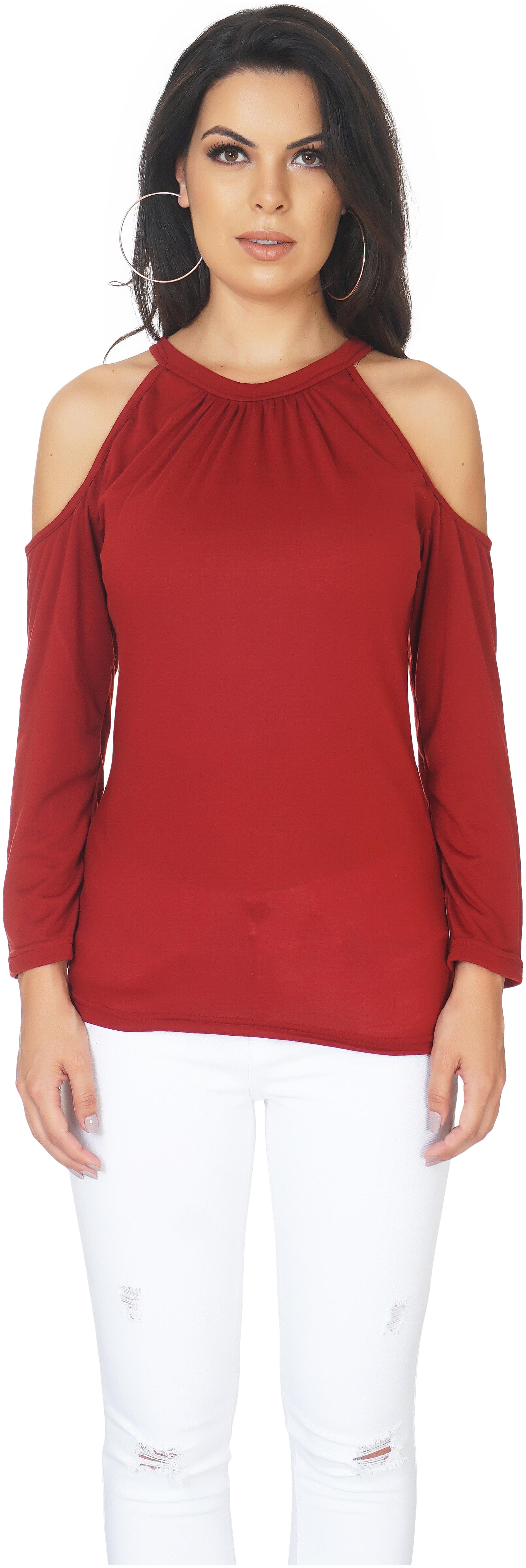 

CAMILLA MAX Women Maroon Regular fit Round neck Viscose rayon Tank top