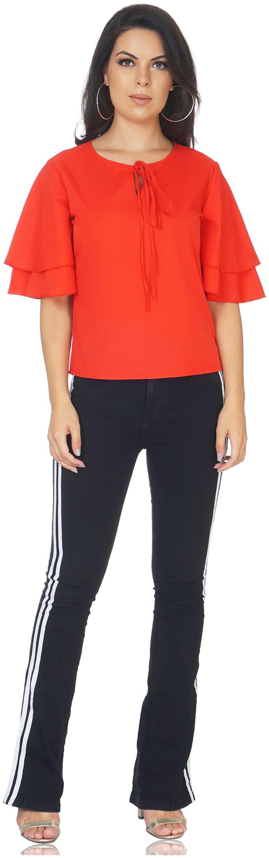 

CAMILLA MAX Women Red Regular fit V neck Polyester Tank top