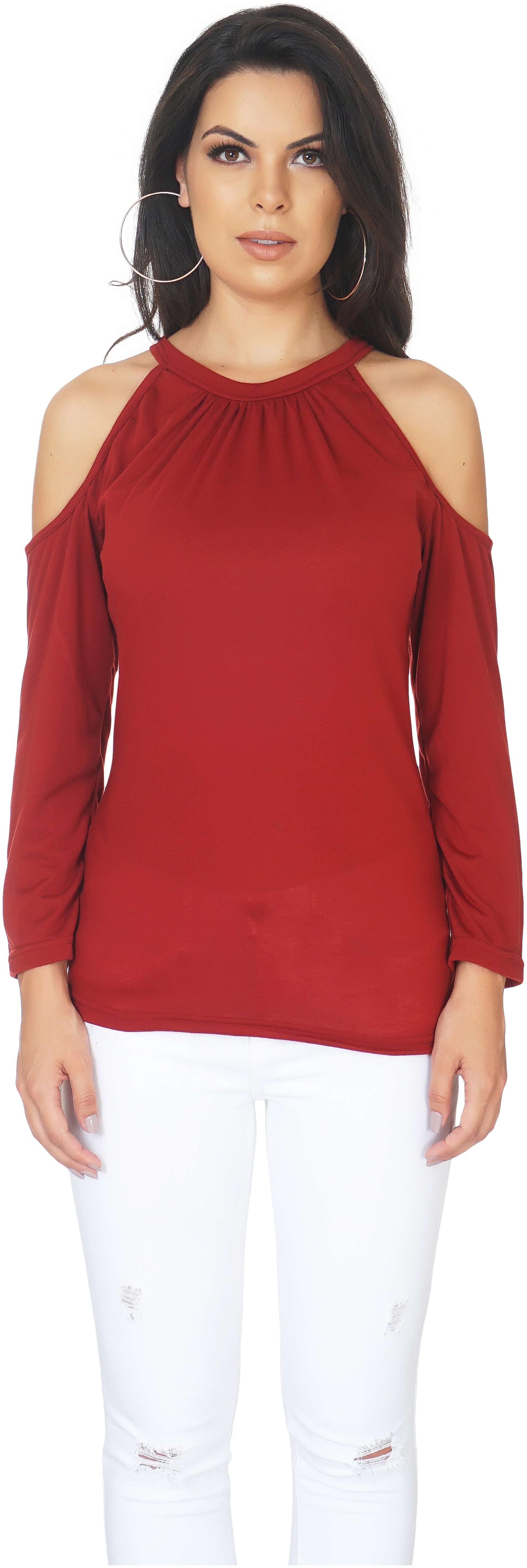 

Camilla Max Full Sleeve Maroon Color Round Neck Casual Top for Girl s and Women s