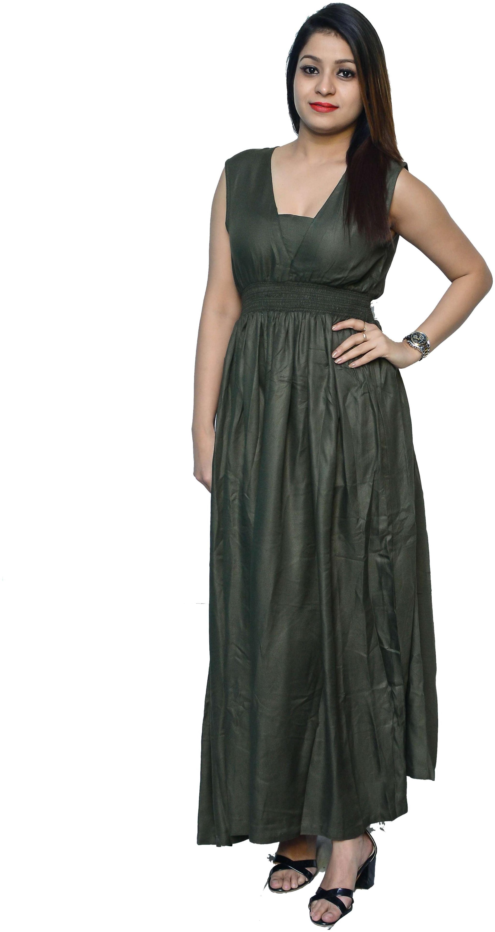 

CAMILLA MAX Green Floral Wrap dress