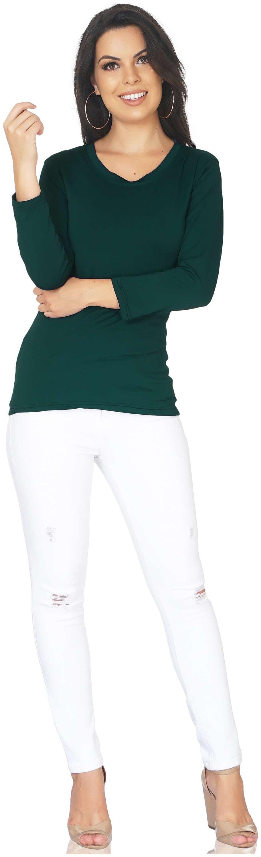 

CAMILLA MAX Women Green Regular fit V neck Blended Tank top