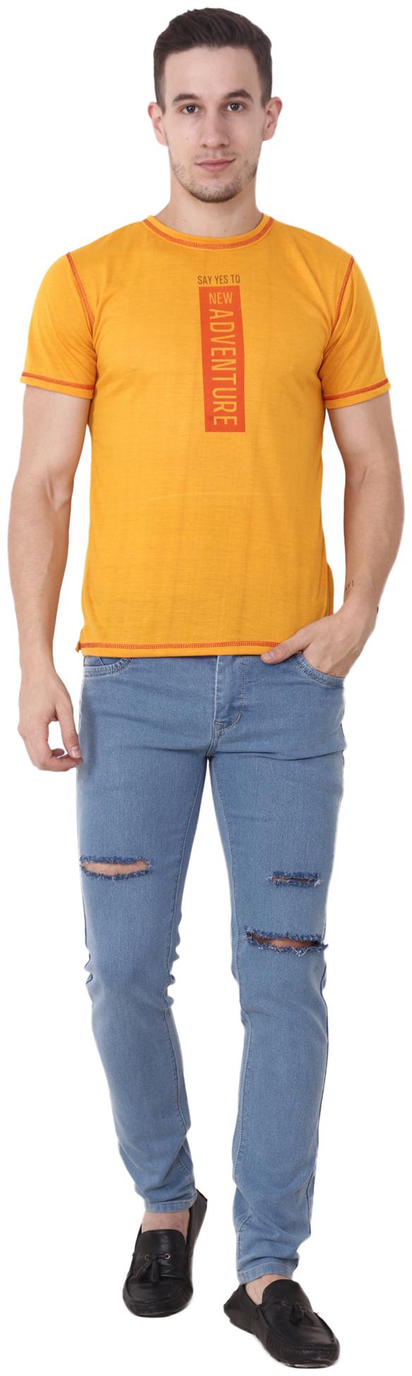 

Camilla Max Yallow Colour Round Neck Half Sleeve Printed T-Shirt For Boy s And Men s