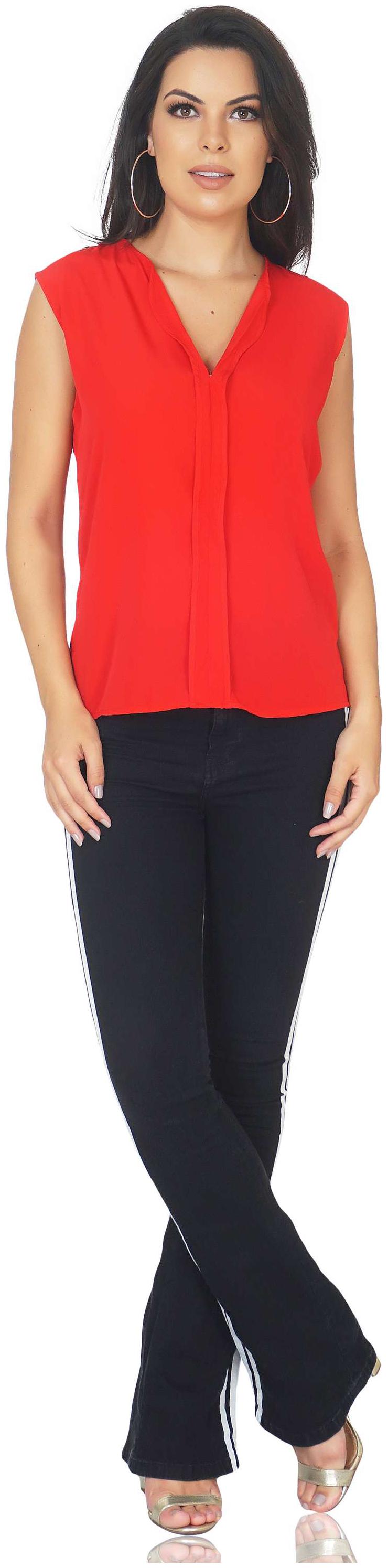 

Camilla Max Shoulder Strap V Neck Red Color Trendy Top for Girl s and Women s