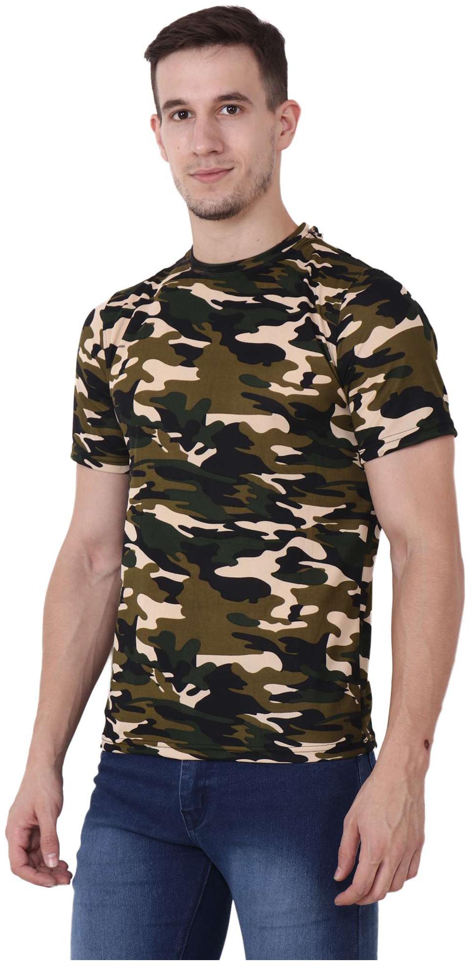 

Camilla max T-Shirt Round Neck Half Sleeve Army Clour Casual T-Shirt For Men s