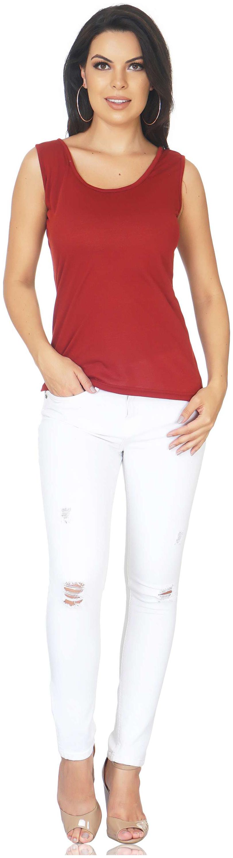 

CAMILLA MAX Women Maroon Regular fit U neck Cotton Tank top