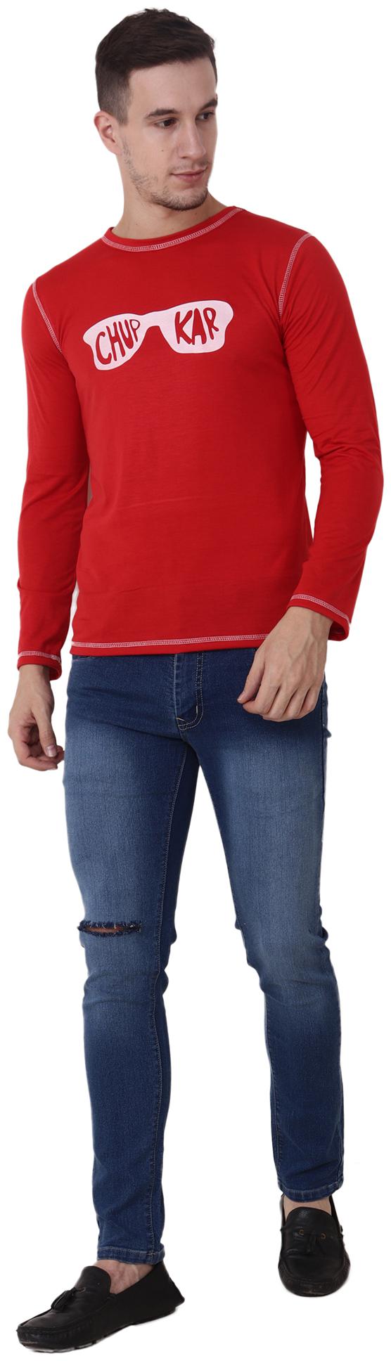 

Camilla Max Red colour Round Neck Full Sleeve Print T Shirt For Boy s And Men s
