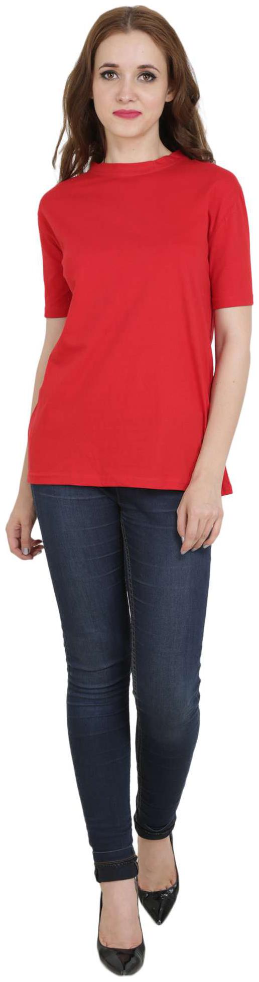 

CAMILLA MAX Women Red Regular fit Round neck Cotton T shirt