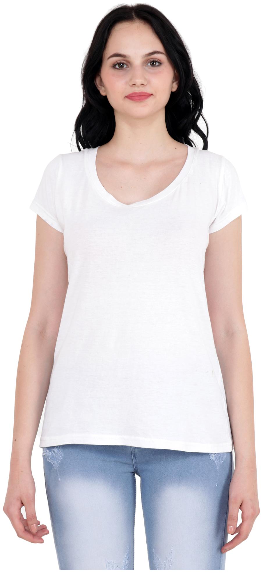 

CAMILLA MAX Women White Regular fit U neck Cotton T shirt