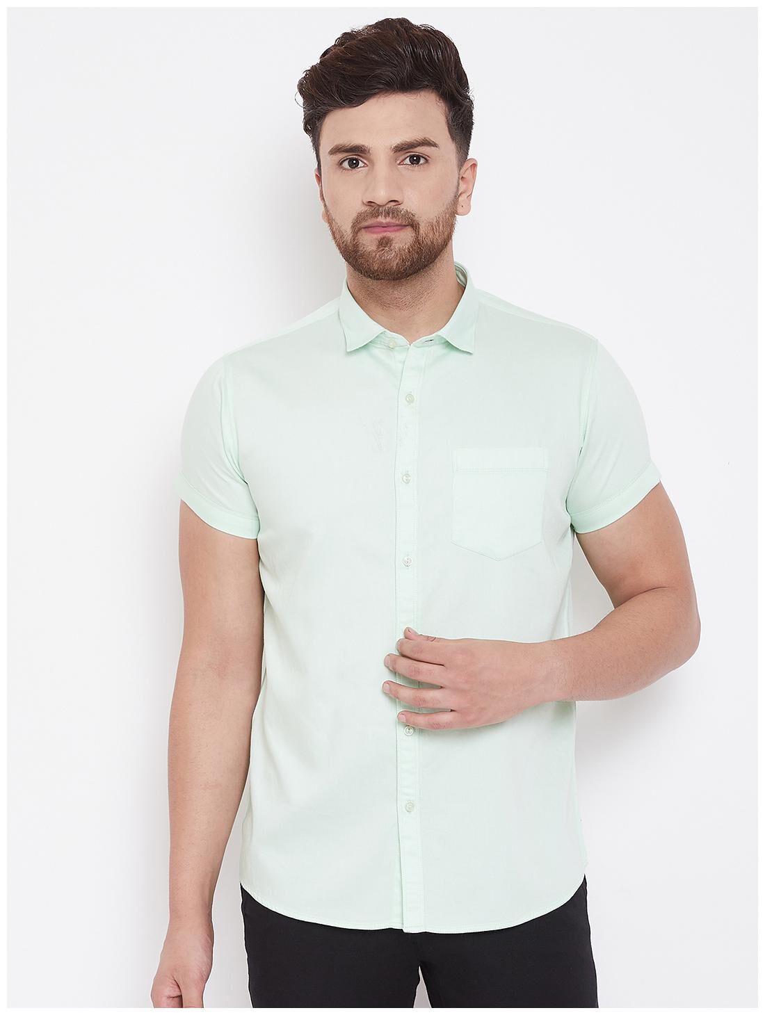 

CANARY LONDON Men Green Solid Slim Fit Casual Shirt