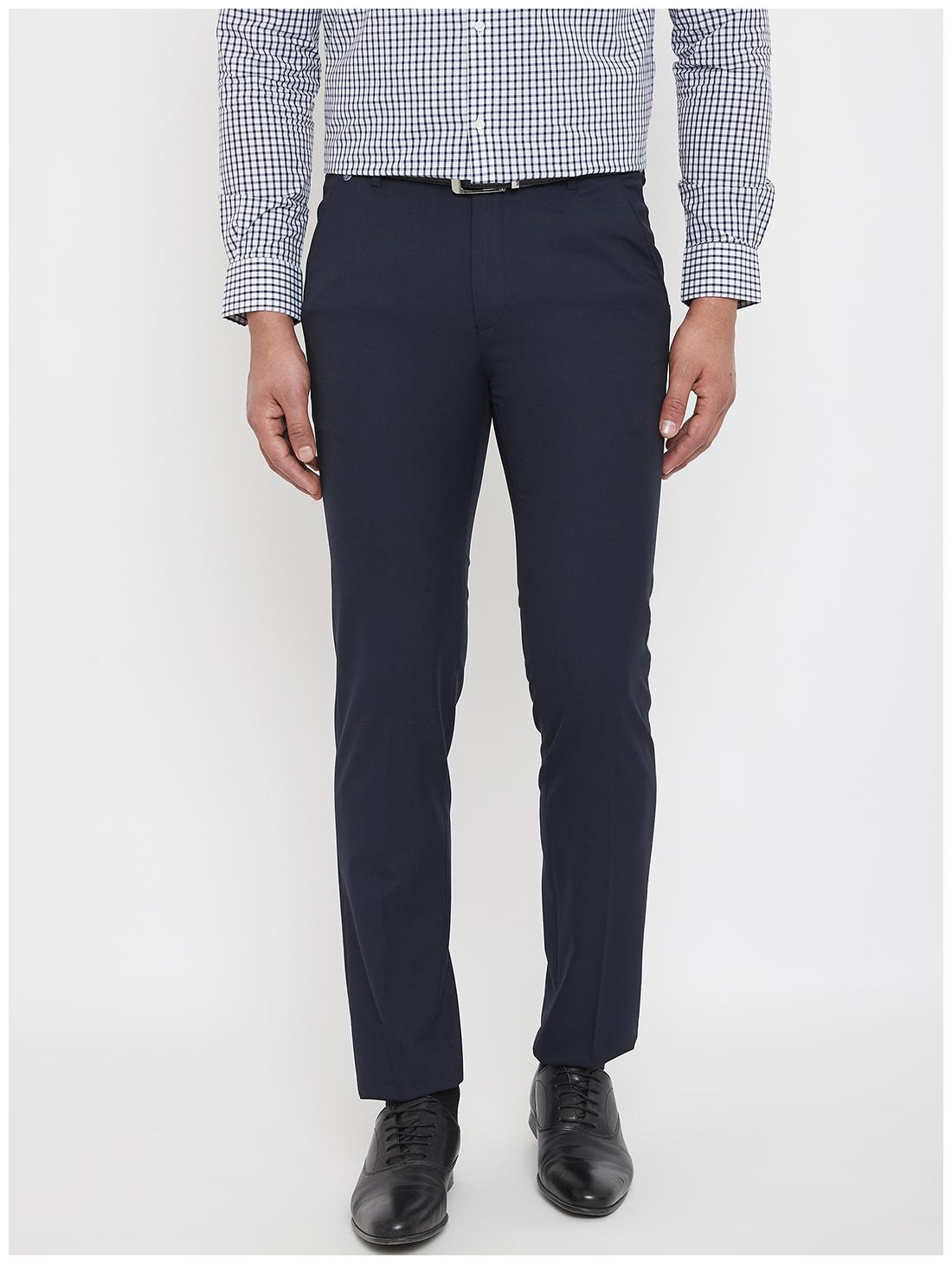 

CANARY LONDON Men Solid Slim Fit Formal Trouser - Navy Blue