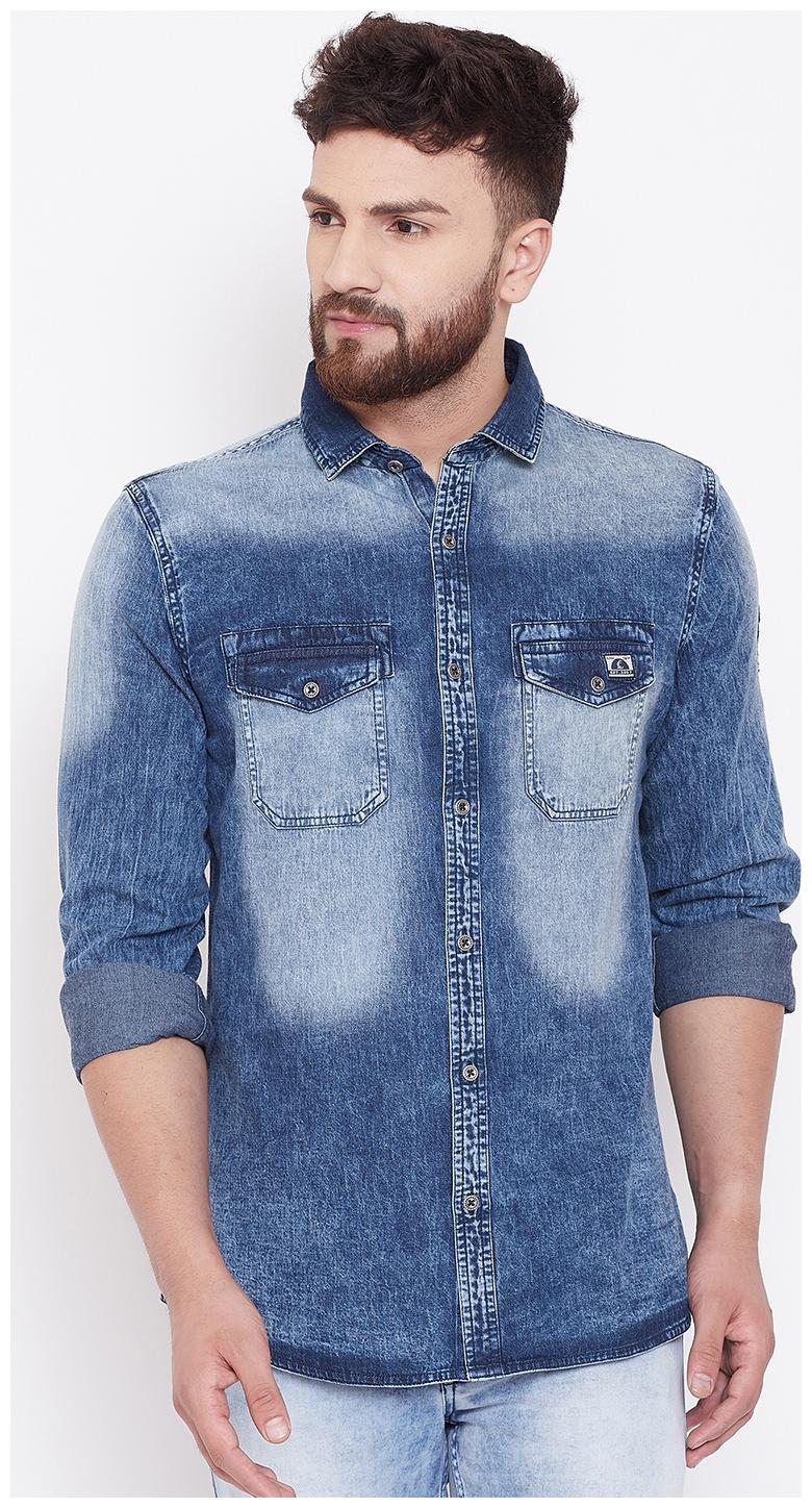 

CANARY LONDON Men Blue Faded Slim Fit Casual Shirt