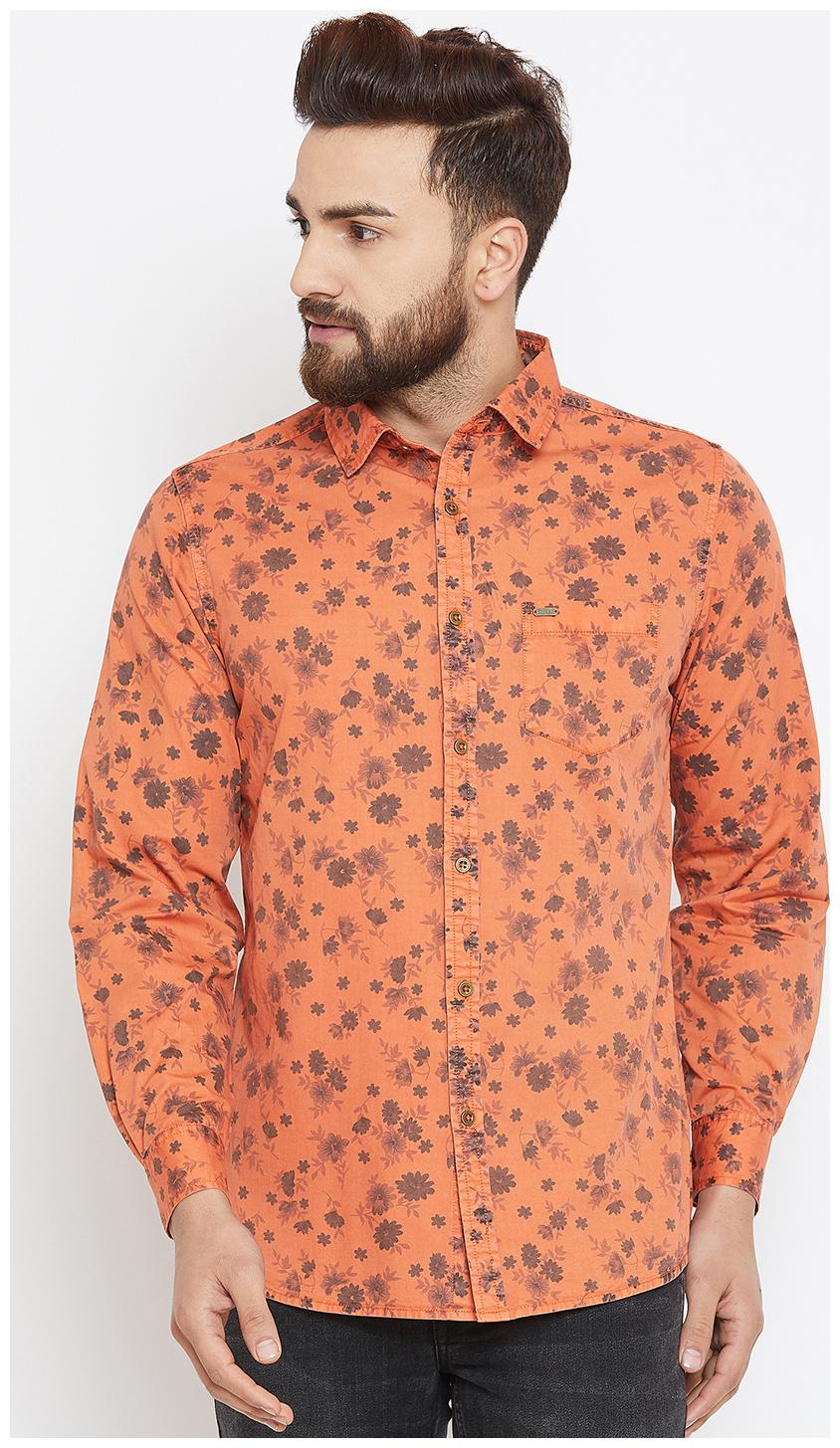 

CANARY LONDON Men Orange Floral Slim Fit Casual Shirt