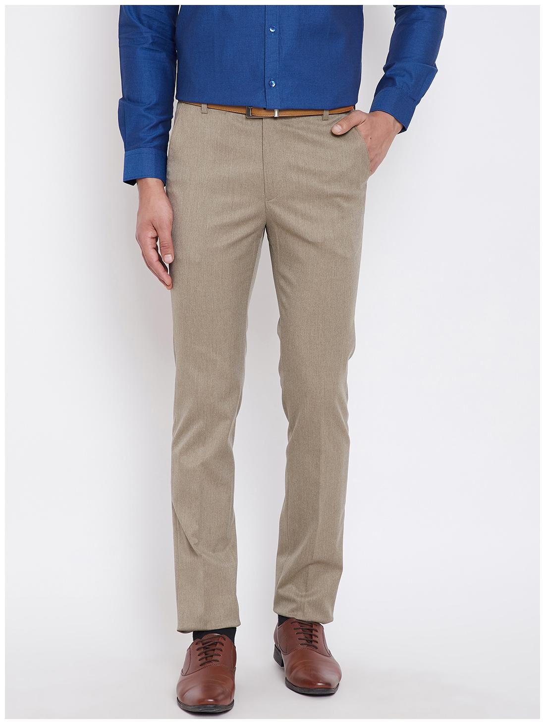 

CANARY LONDON Men Solid Slim Fit Formal Trouser - Beige