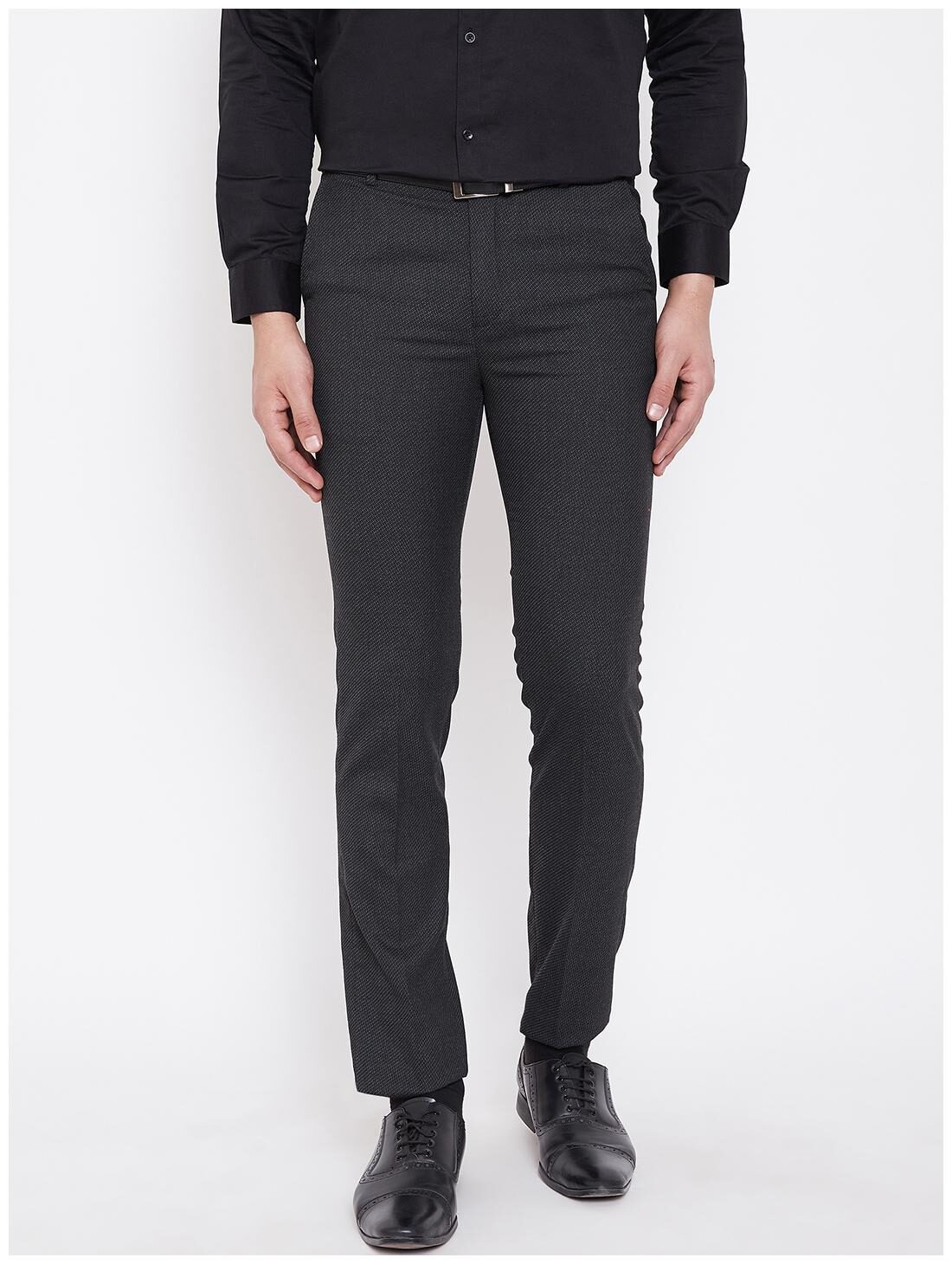 

CANARY LONDON Men Textured Slim Fit Formal Trouser - Black