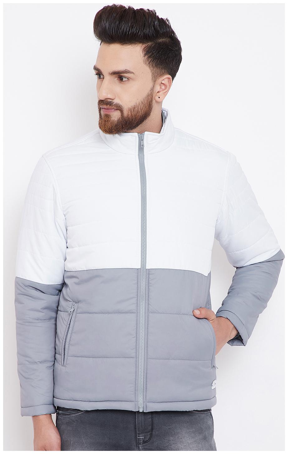 

CANARY LONDON Men Grey White Solid Quilted jacket