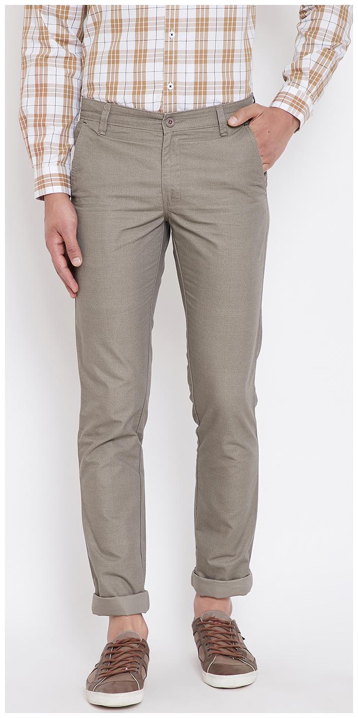 

CANARY LONDON Men Beige Textured Slim fit Wrinkle free Chinos