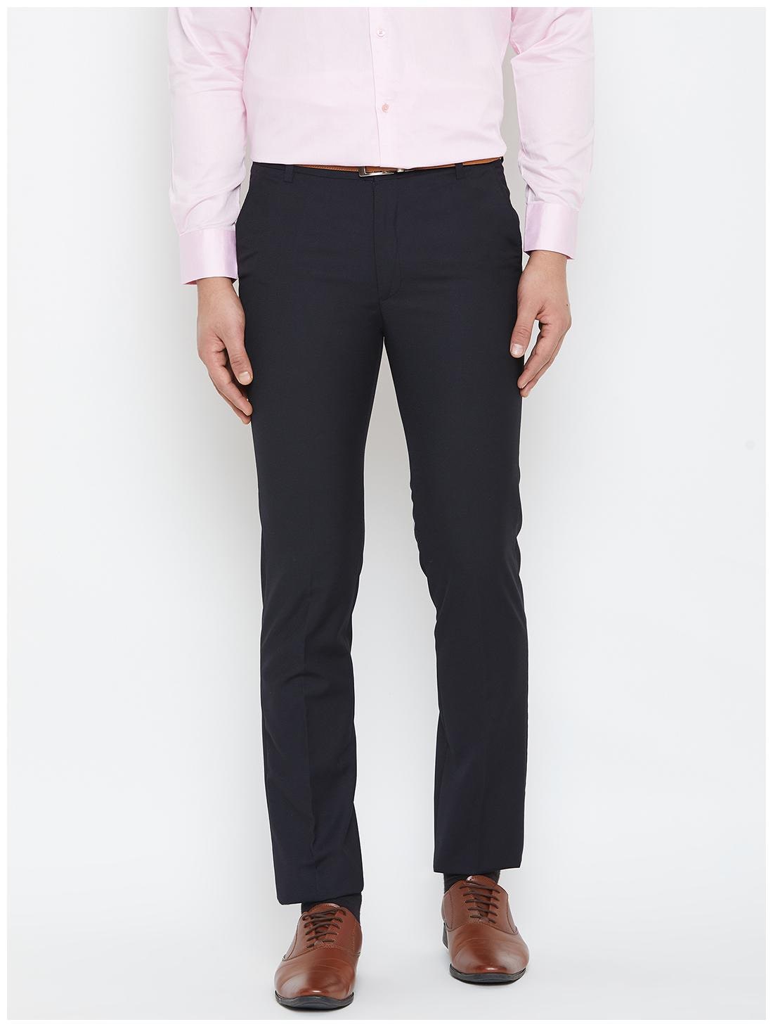 

CANARY LONDON Men Textured Slim Fit Formal Trouser - Navy Blue
