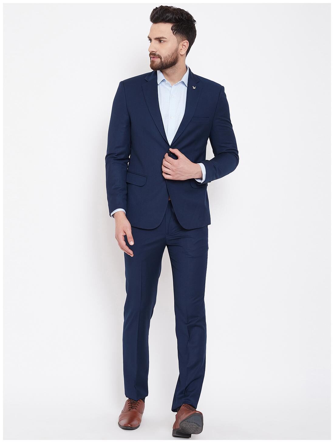 

CANARY LONDON Men Polyviscose Textured Blazer and Trouser Blue