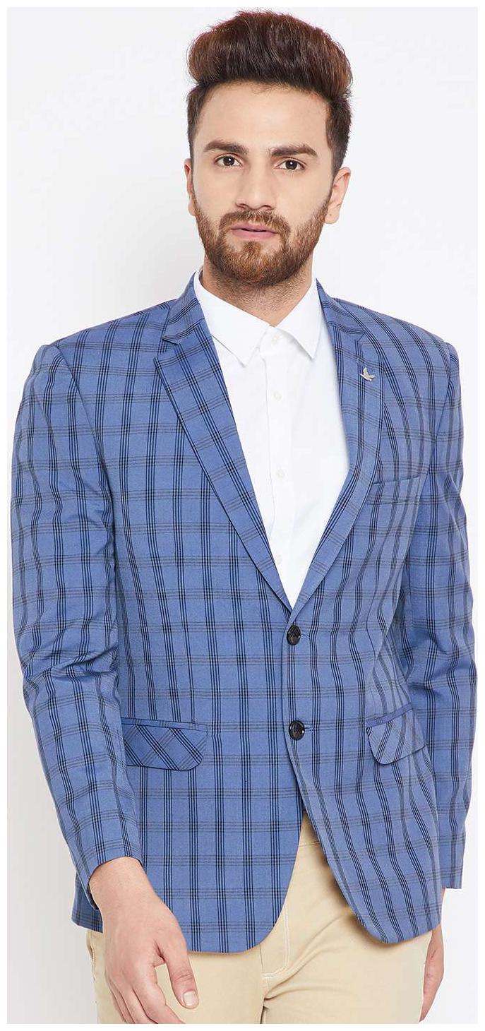 

Canary London Dusk Blue Checkered Slim Fit Blazer