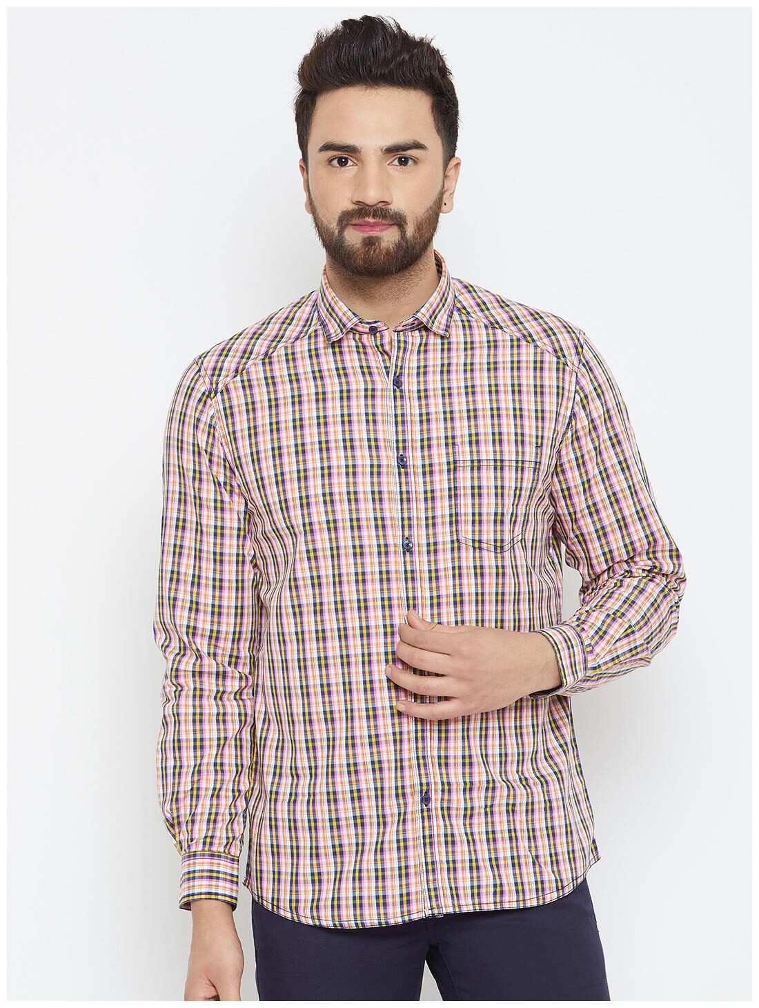 

CANARY LONDON Men Multi Checked Slim Fit Casual Shirt