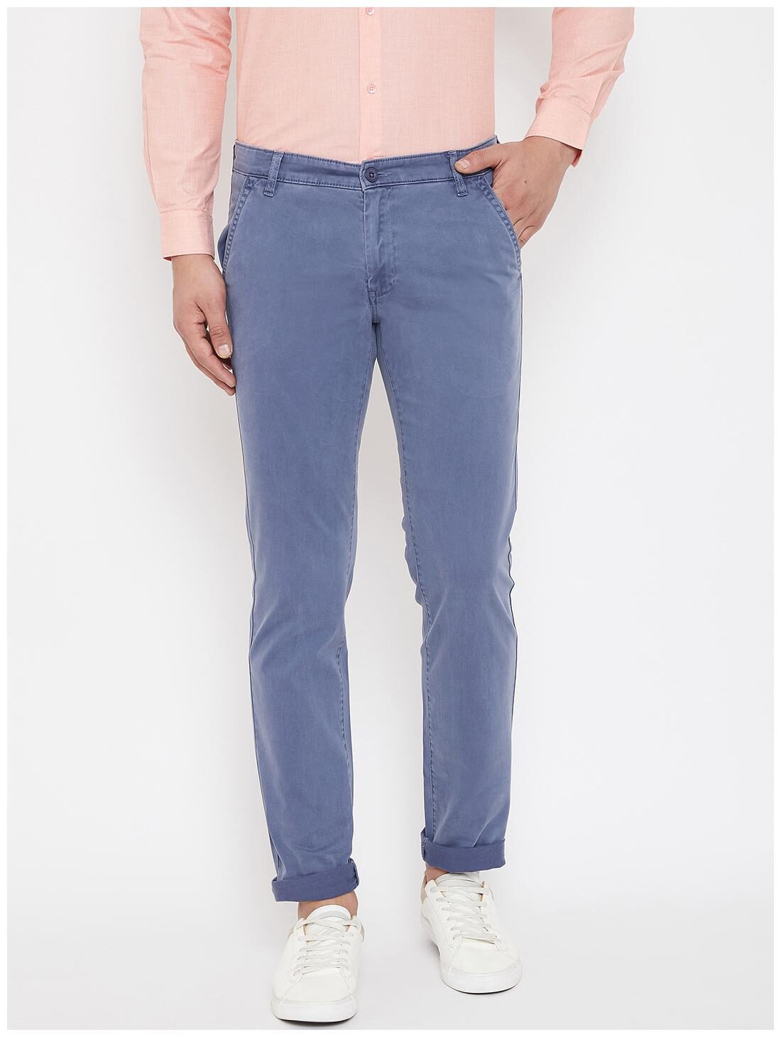 

CANARY LONDON Men Blue Solid Slim fit Chinos