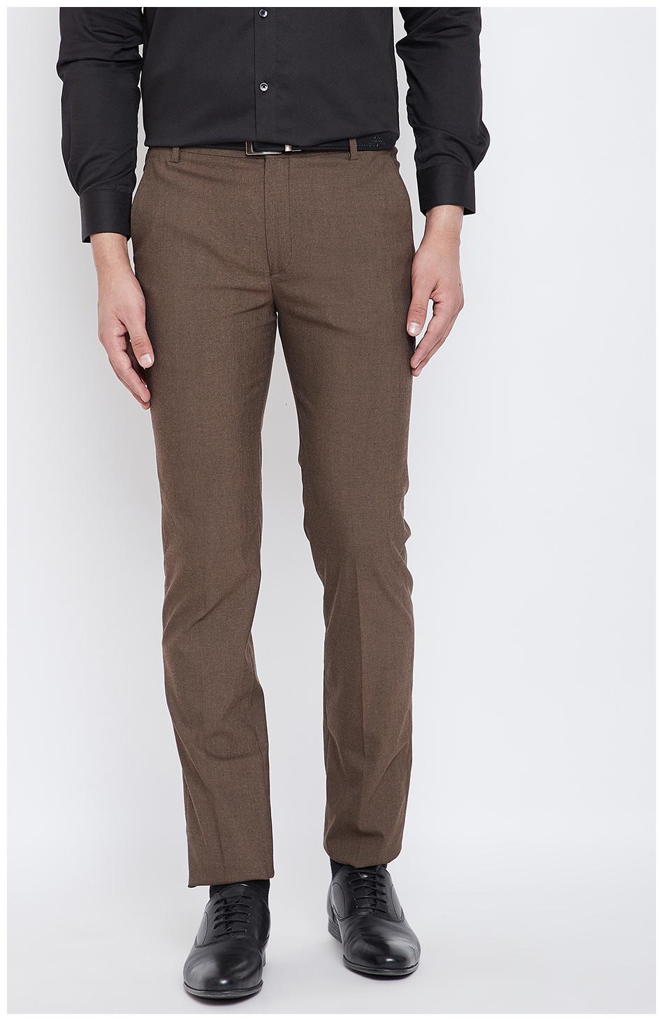 

CANARY LONDON Men Solid Slim Fit Formal Trouser - Brown